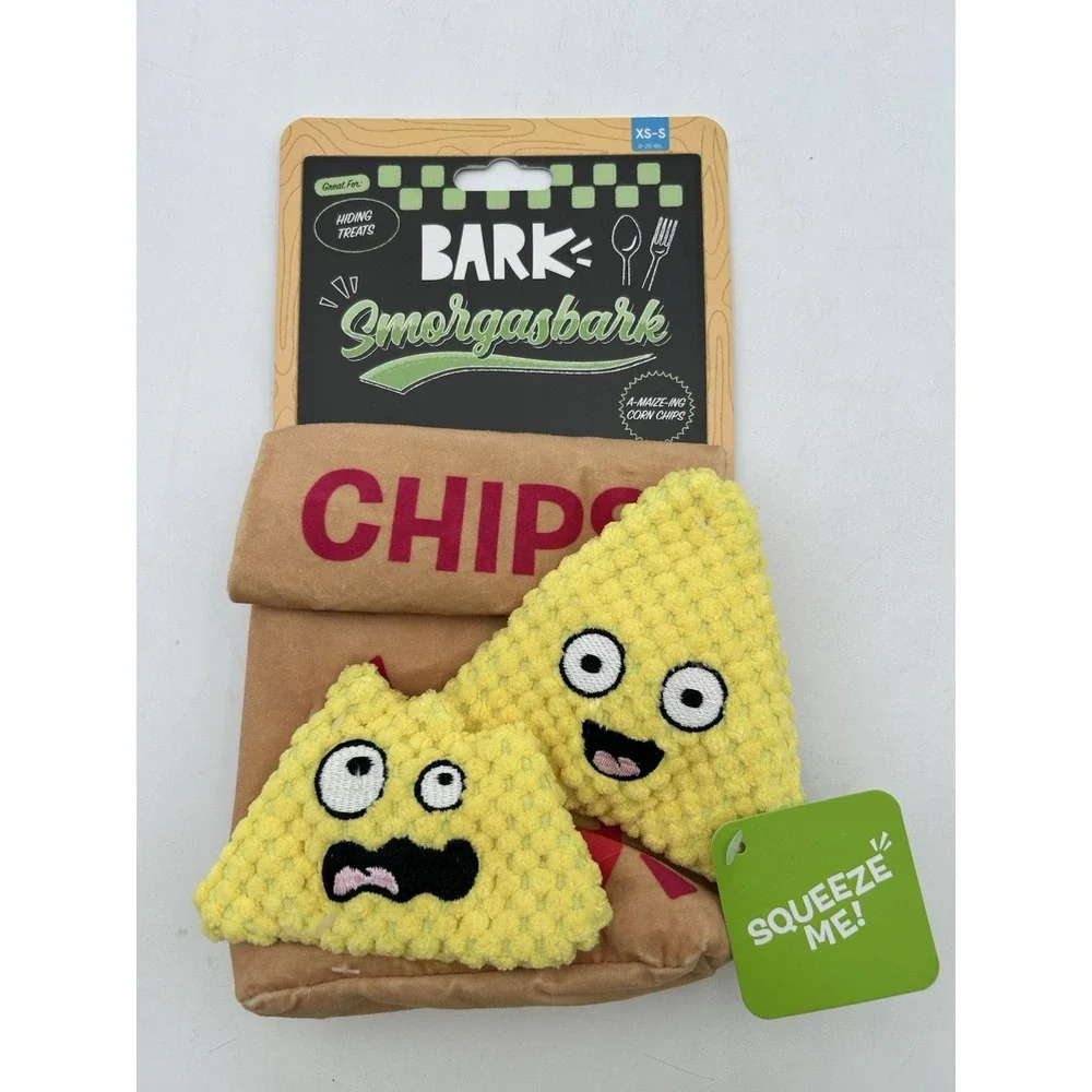 Bark Box Lot Of 2 Small Dog Toys Smorgasbark Chips and Belly Beans New